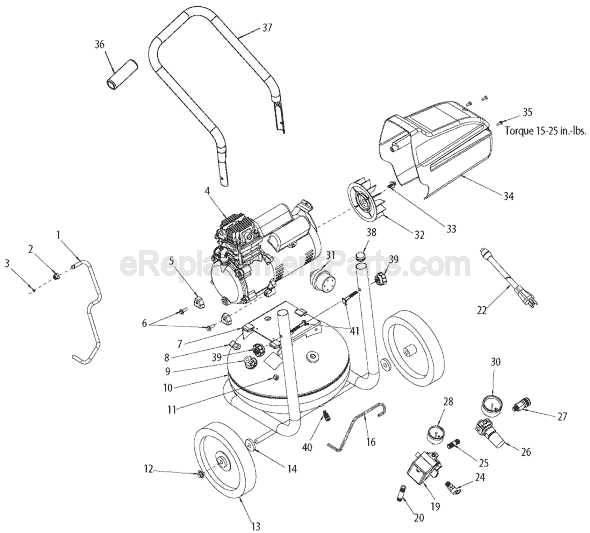 Page A Diagram and Parts List for C2555 Type 1 Porter Cable Compressor